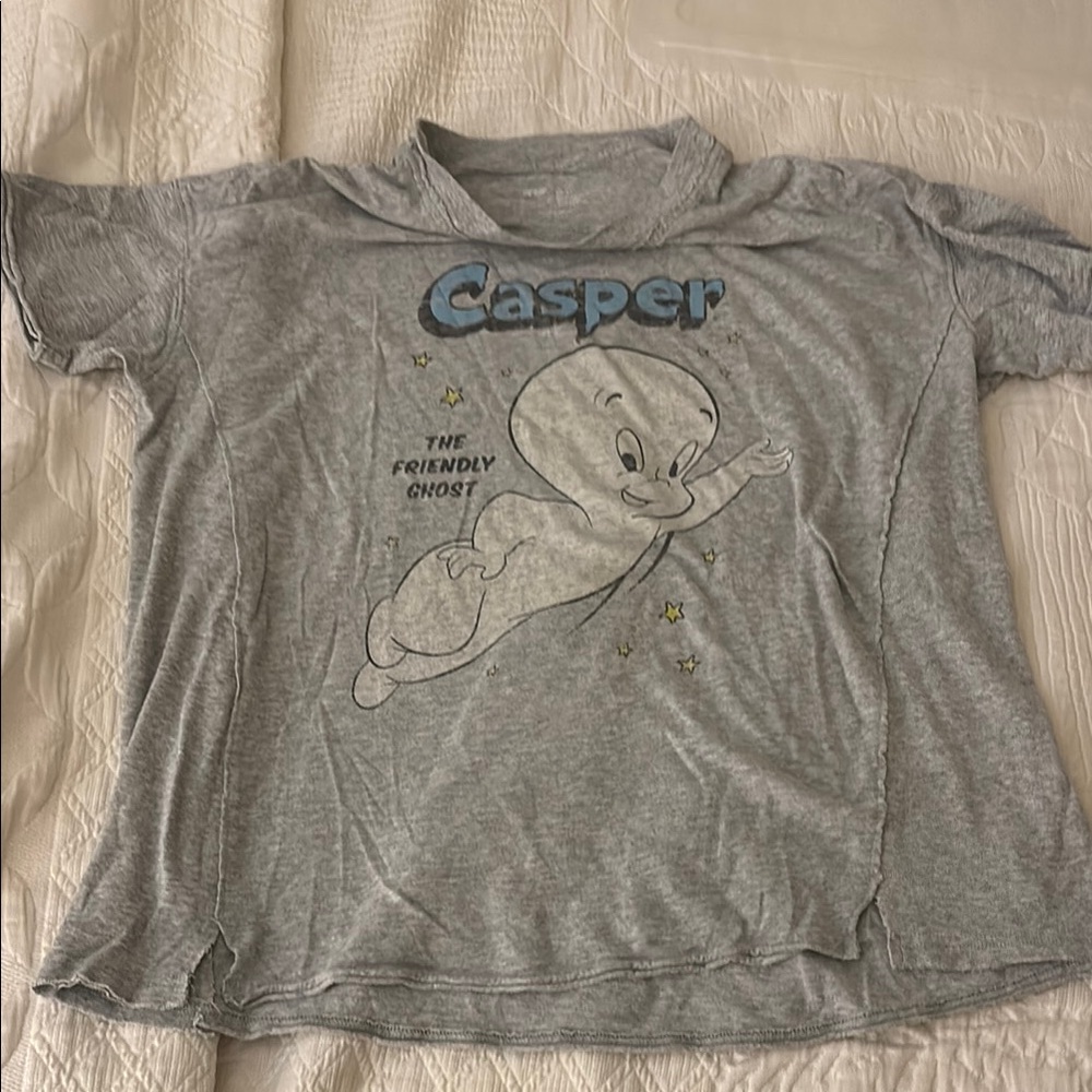 Aerie Gray Short Sleeve Tee with Casper Graphic